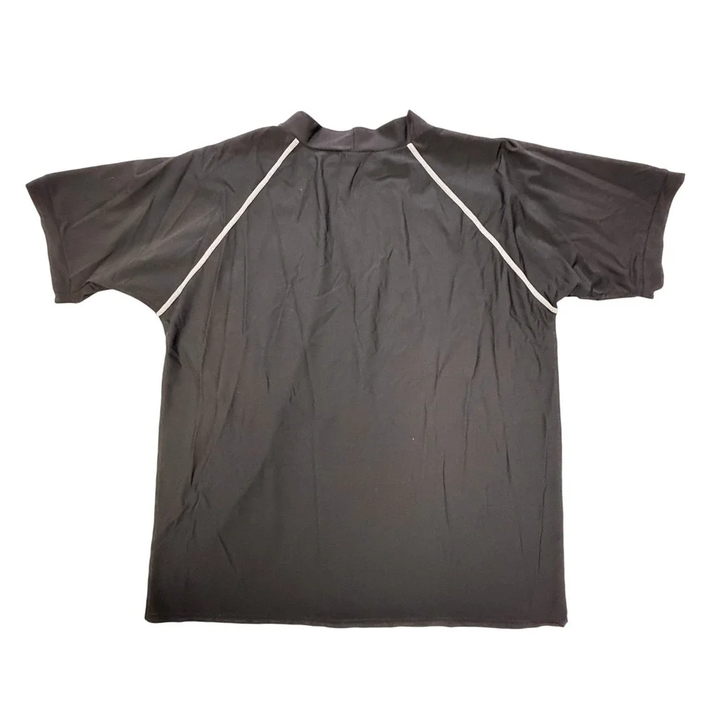 SunGear Mens Rash Guard Short Sleeve Swim Shirt Black XXXL Raglan Mock Neck